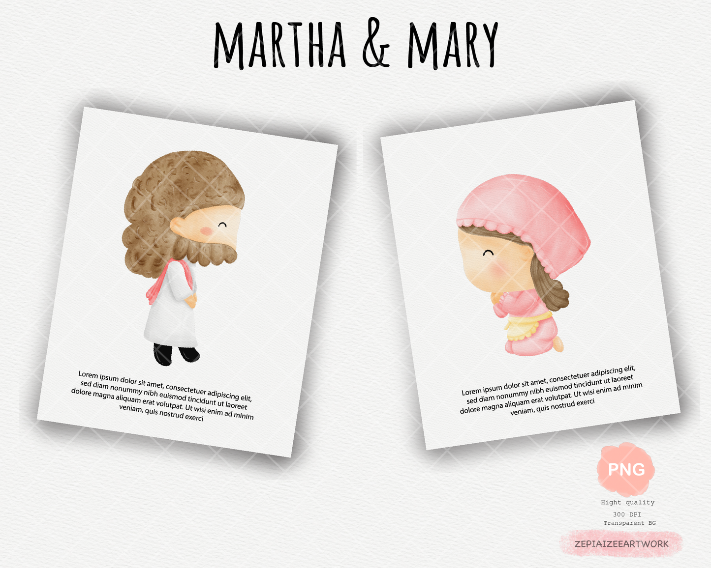 Martha and Mary from bible story clipart.