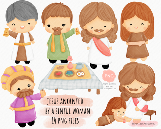 Jesus anointed by a sinful woman clipart