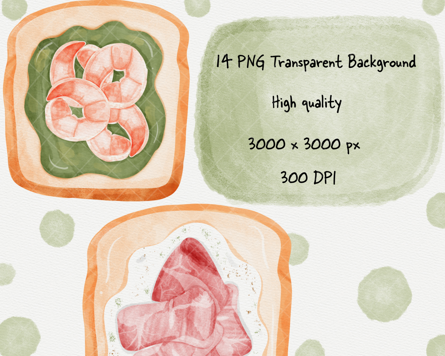 bread breakfast watercolor clipart.