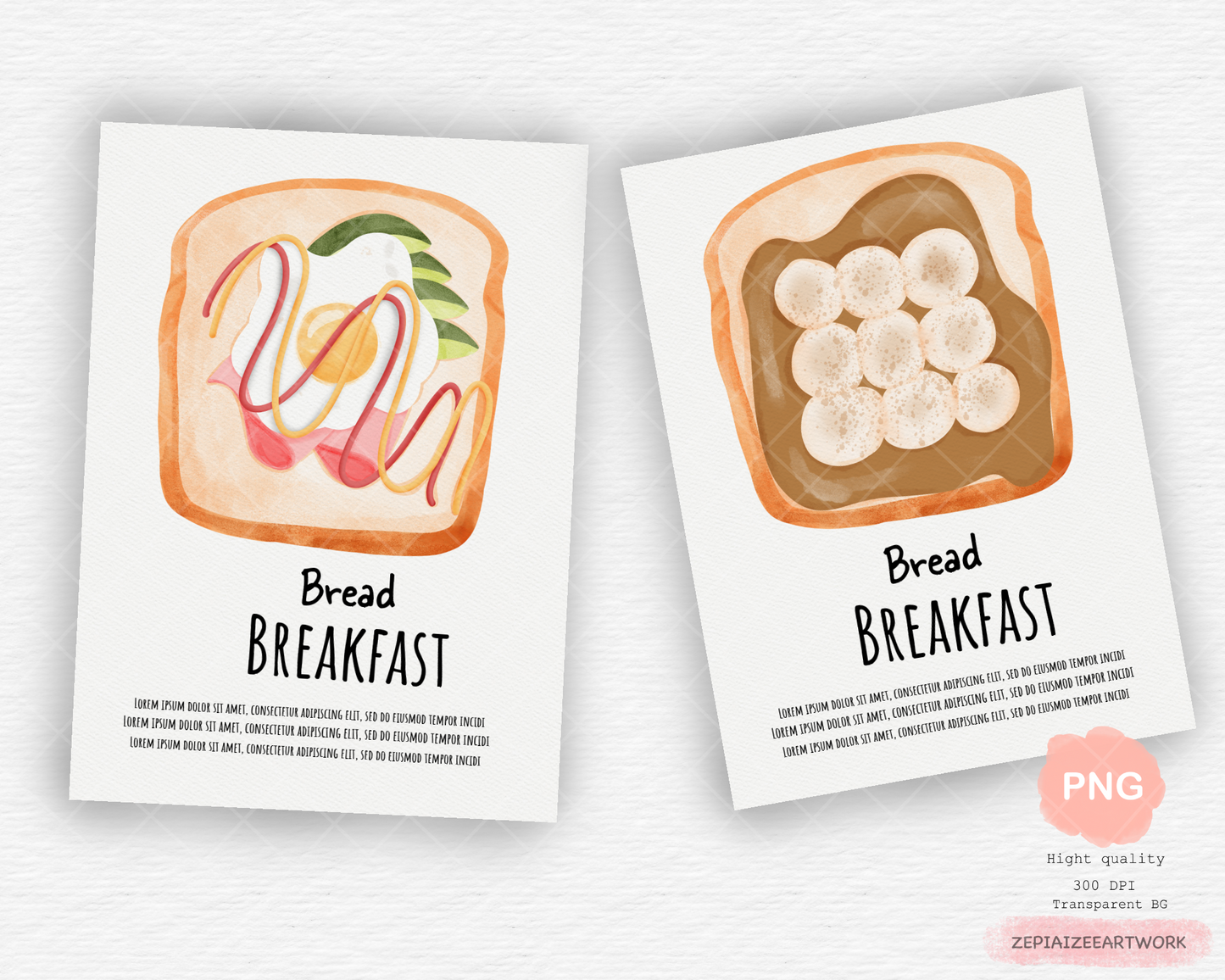 bread breakfast watercolor clipart.