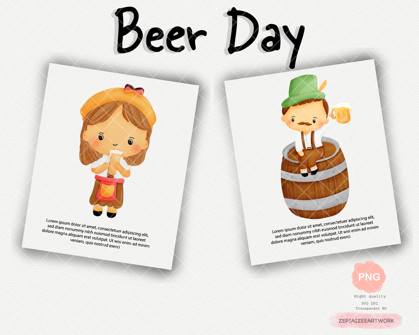 international beer day and Oktoberfest cartoon clipart.