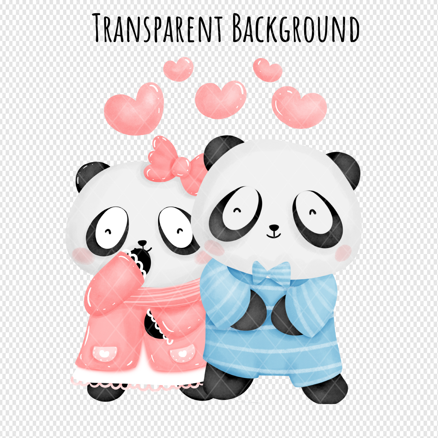 Panda Valentine's Day Clipart PNG, Cute Elements for Valentine's Crafts.