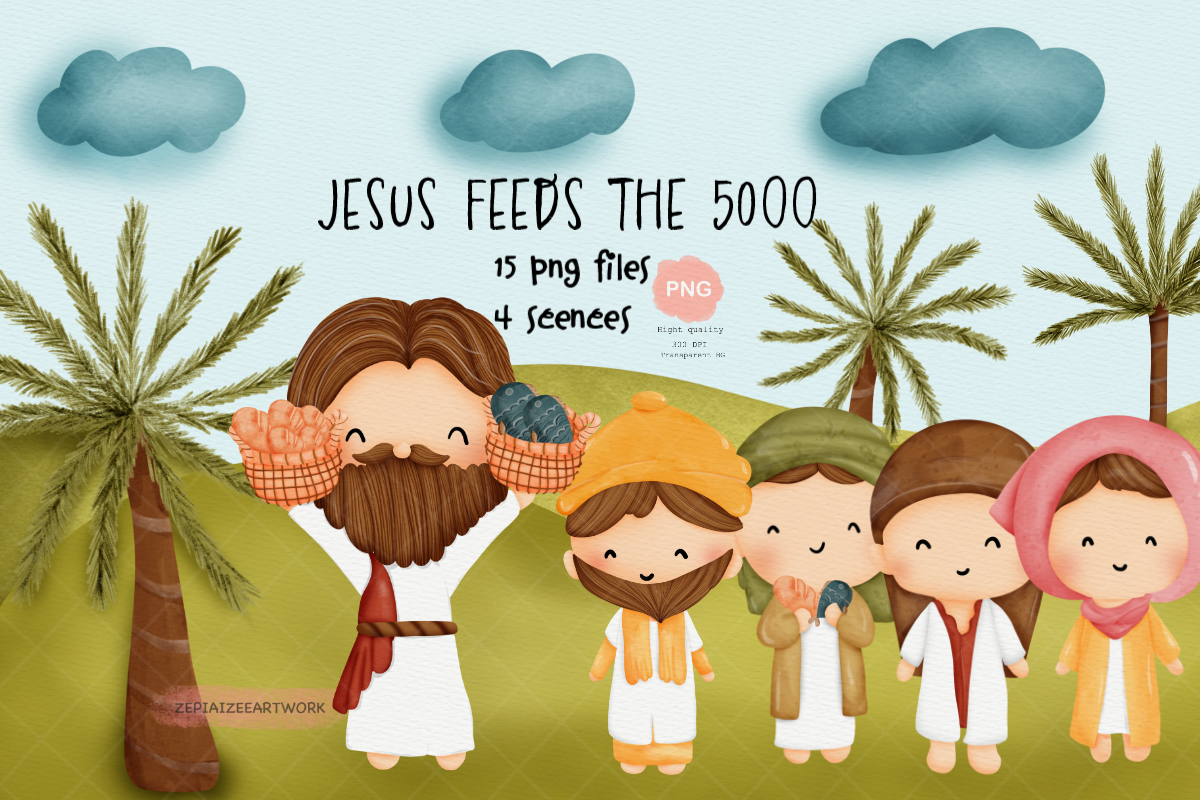 Jesus feeds the 5000 clipart.