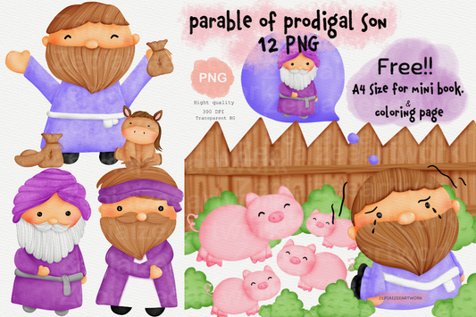 Parable of Prodigal Son Bible Story Book clipart.