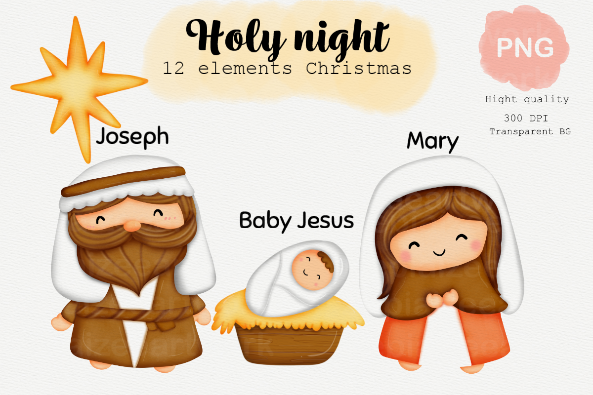 Christmas Clipart Holy Night Baby Jesus.