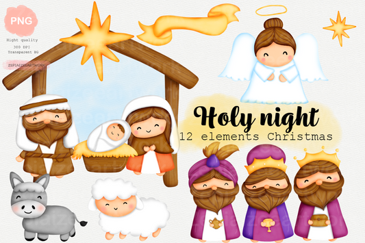 Christmas Clipart Holy Night Baby Jesus.